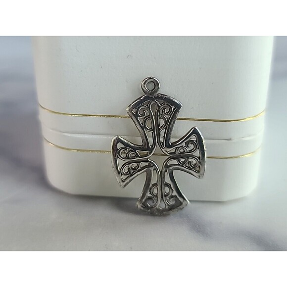 925 Sterling Silver Filigree Cross Pendant Vintage, READ - Picture 6 of 10